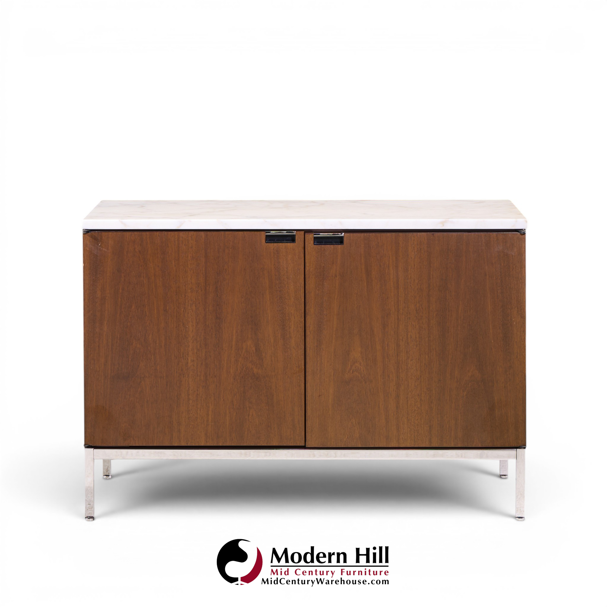 Florence Knoll Mid Century Walnut and Marble Credenza