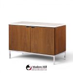 Florence Knoll Mid Century Walnut and Marble Credenza