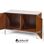 Florence Knoll Mid Century Walnut and Marble Credenza