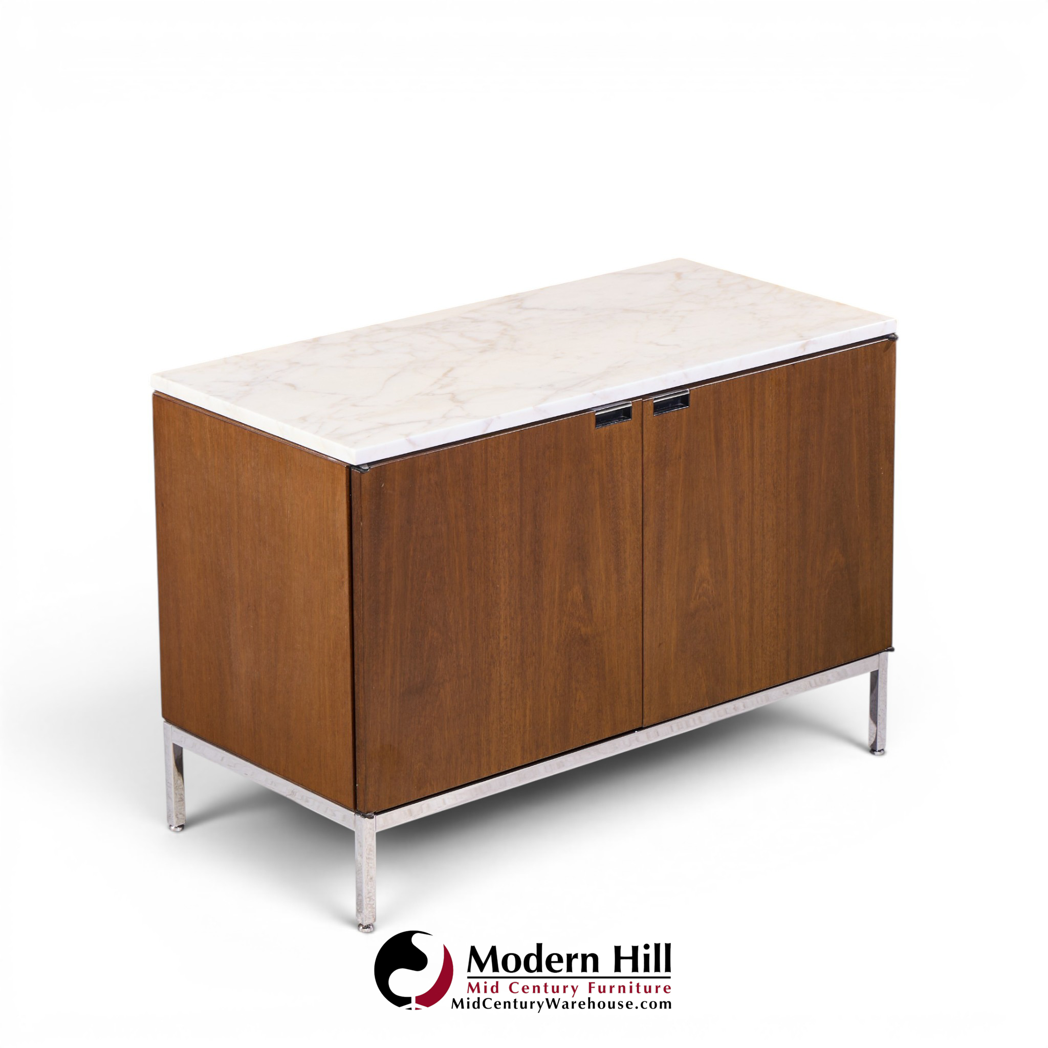 Florence Knoll Mid Century Walnut and Marble Credenza