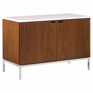 florence knoll mid century walnut and marble credenza