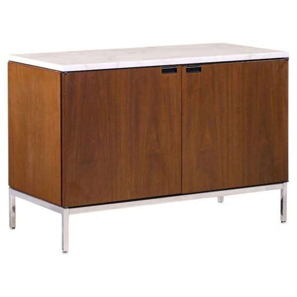 florence knoll mid century walnut and marble credenza