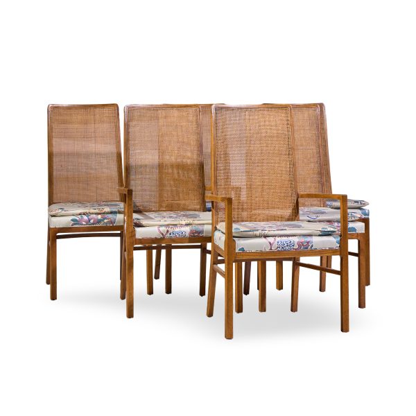 Founders Style Mid Century Oak and Cane Dining Chairs - Set of 6