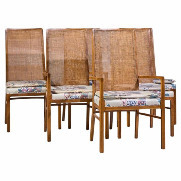 Founders Style Mid Century Oak and Cane Dining Chairs - Set of 6