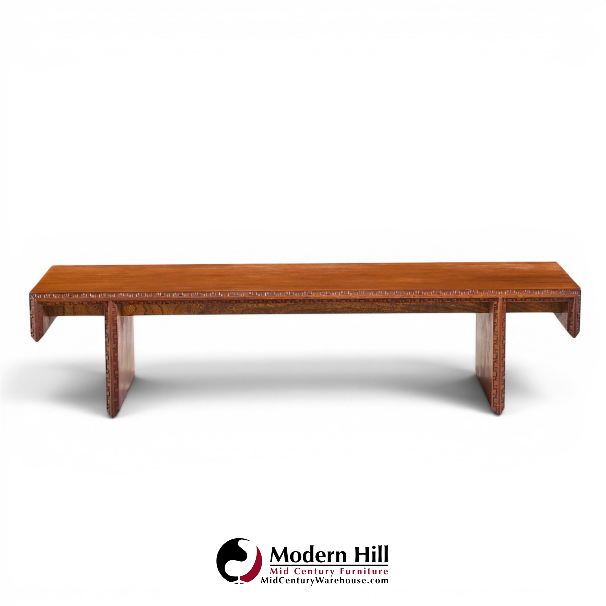 frank lloyd wright taliesin mid century carved mahogany bench coffee table