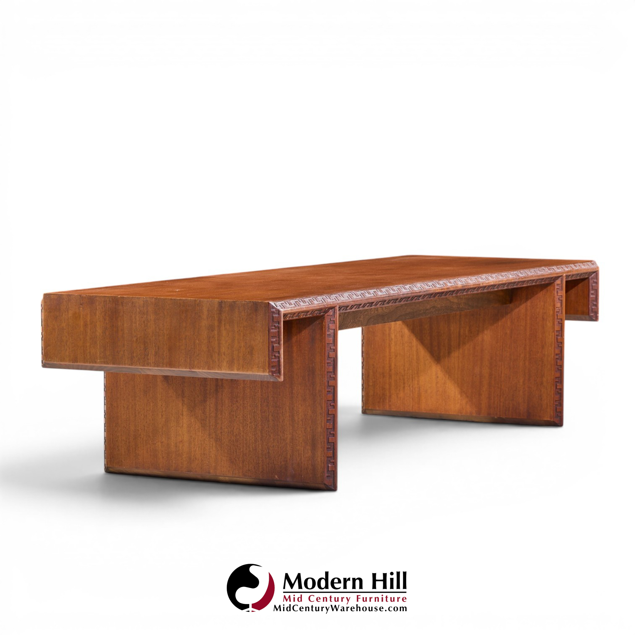 frank lloyd wright taliesin mid century carved mahogany bench coffee table