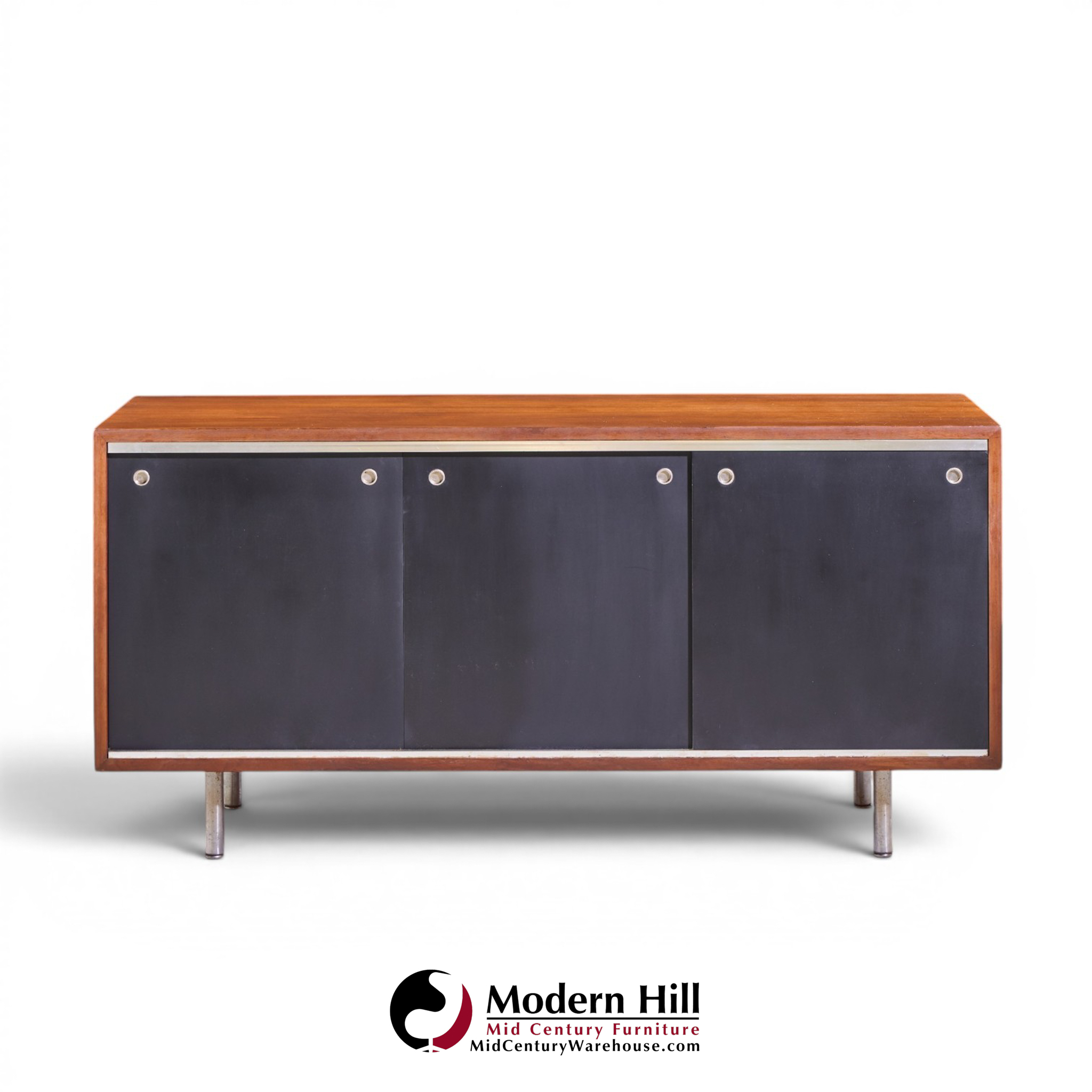 george nelson for herman miller 8000 series mid century walnut sliding door credenza