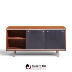 george nelson for herman miller 8000 series mid century walnut sliding door credenza