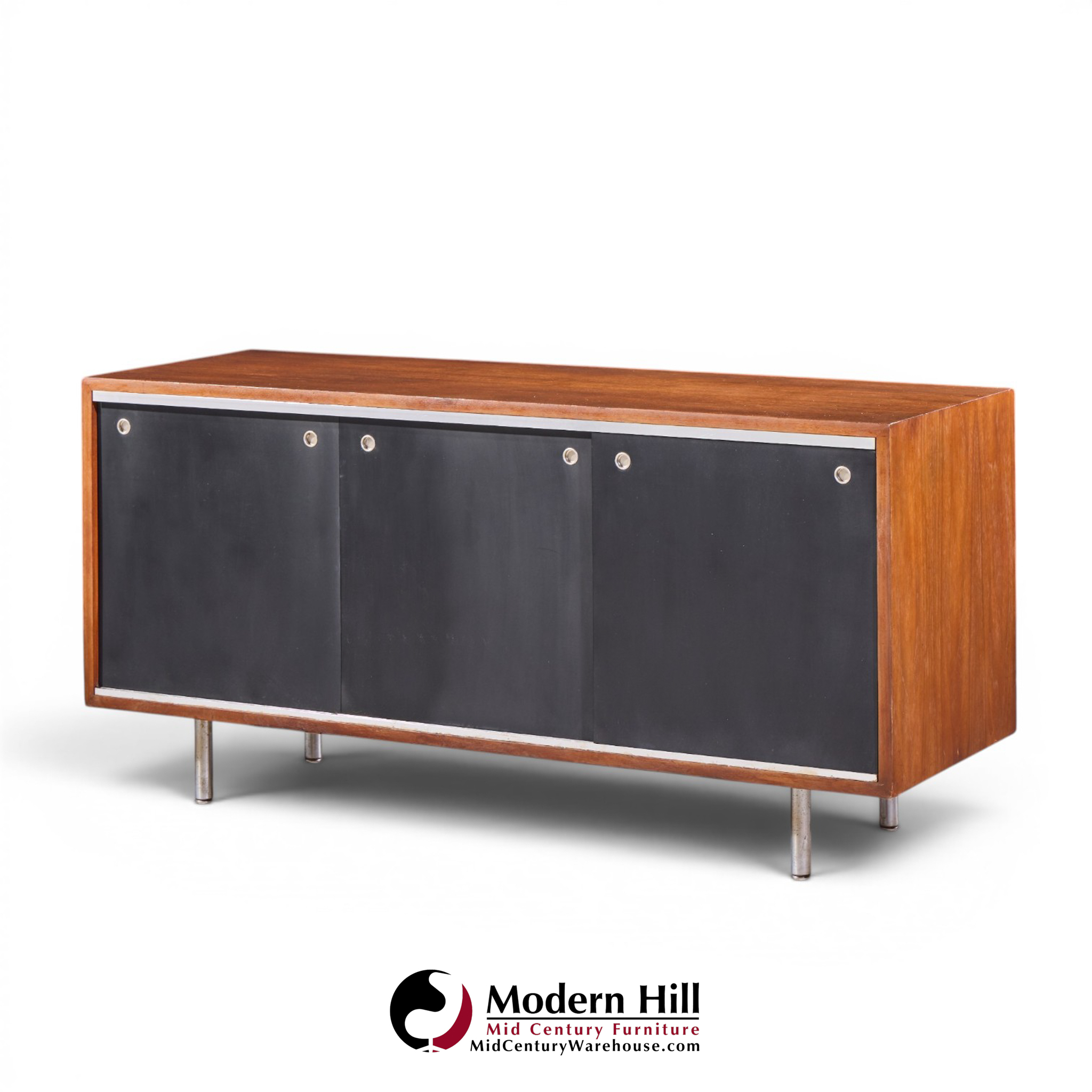 george nelson for herman miller 8000 series mid century walnut sliding door credenza