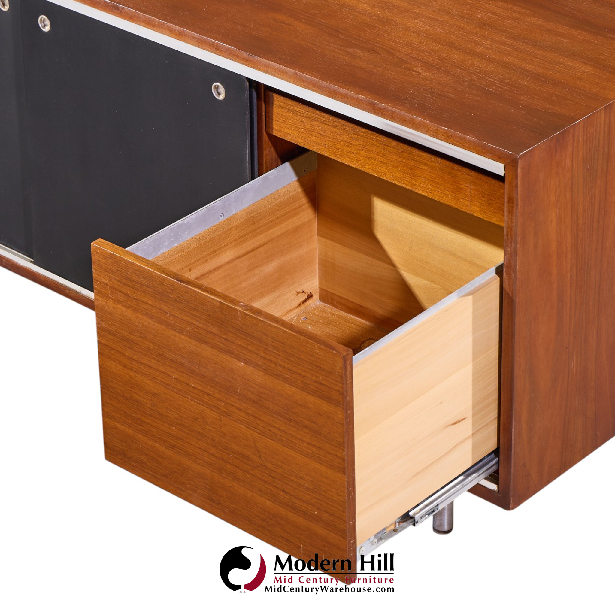 george nelson for herman miller 8000 series mid century walnut sliding door credenza