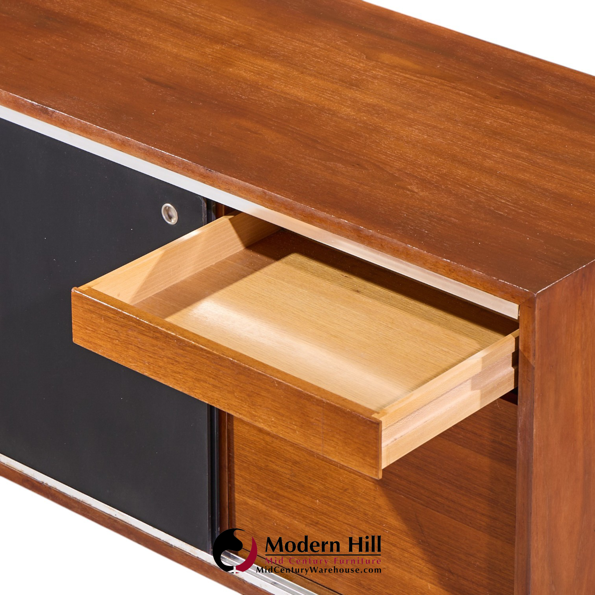 george nelson for herman miller 8000 series mid century walnut sliding door credenza