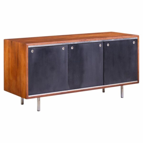 george nelson for herman miller 8000 series mid century walnut sliding door credenza