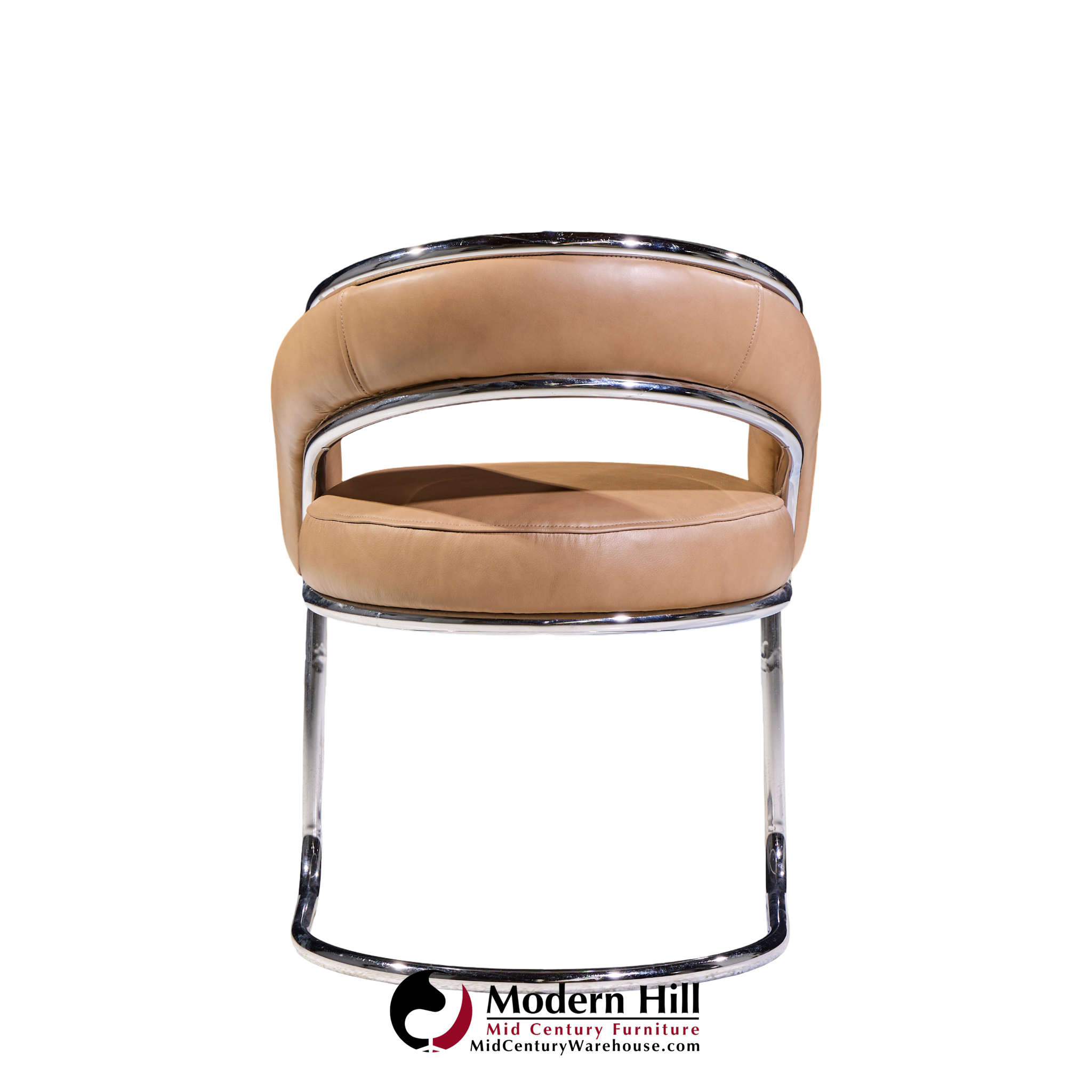 Giotto Stoppino Style Mid Century Chrome and Leather Dining Chairs - Set of 4