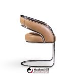 Giotto Stoppino Style Mid Century Chrome and Leather Dining Chairs - Set of 4