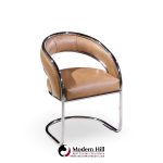 Giotto Stoppino Style Mid Century Chrome and Leather Dining Chairs - Set of 4