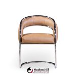 Giotto Stoppino Style Mid Century Chrome and Leather Dining Chairs - Set of 4