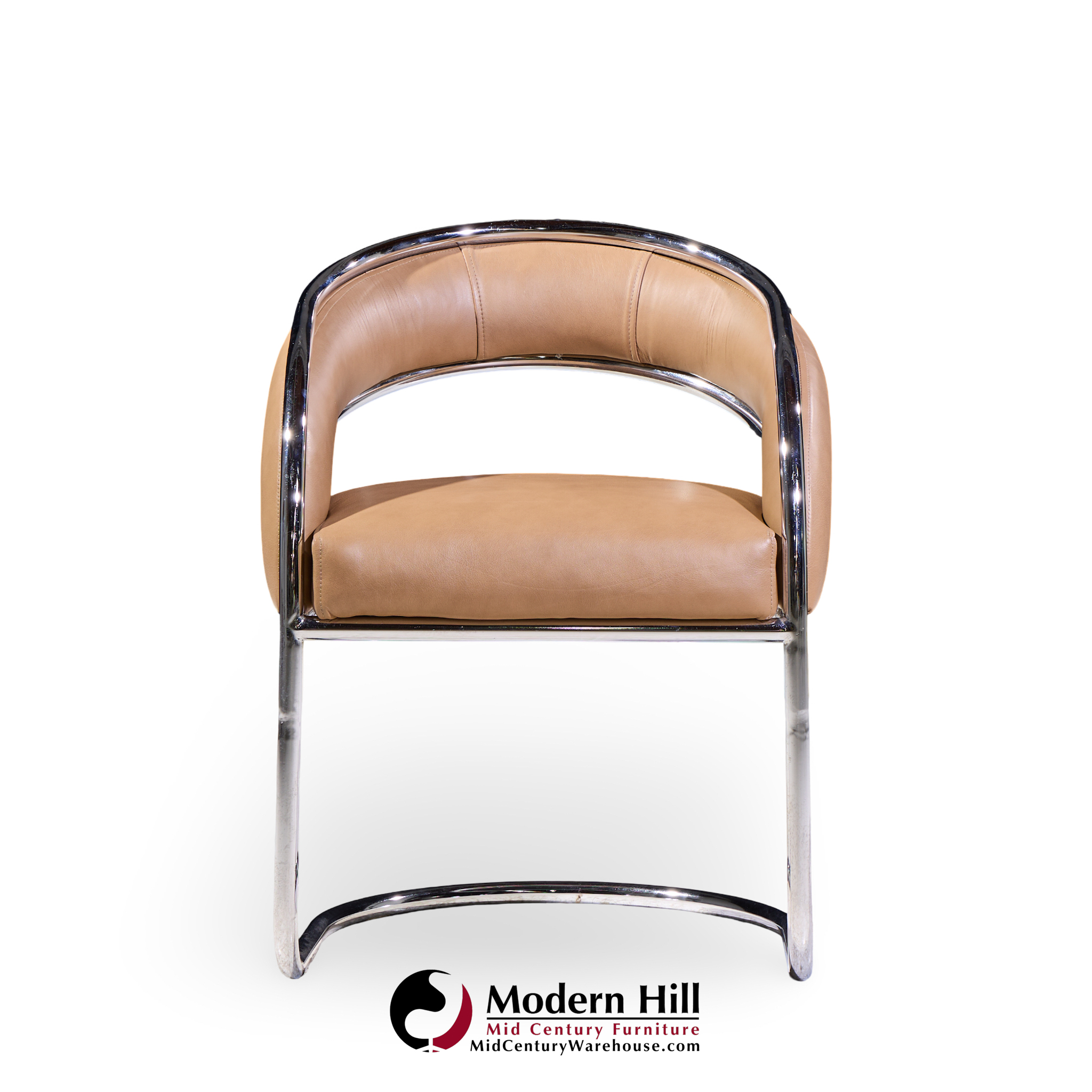 Giotto Stoppino Style Mid Century Chrome and Leather Dining Chairs - Set of 4