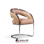 Giotto Stoppino Style Mid Century Chrome and Leather Dining Chairs - Set of 4
