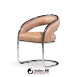 Giotto Stoppino Style Mid Century Chrome and Leather Dining Chairs - Set of 4