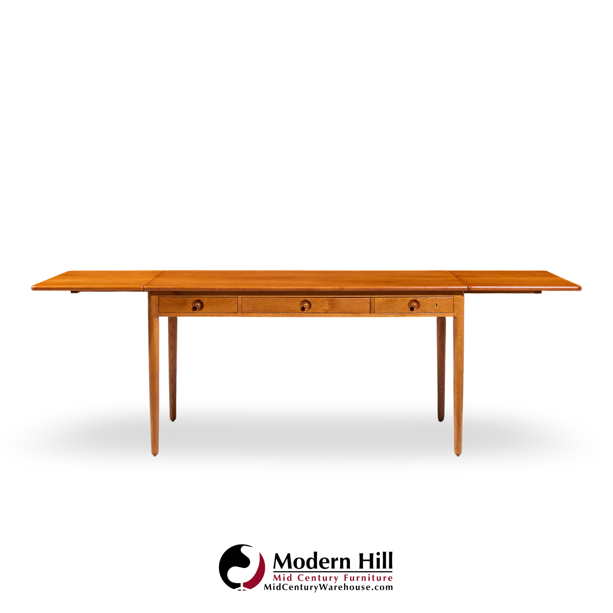 hans wegner for andreas tuck at-305 mid century danish teak drop side desk
