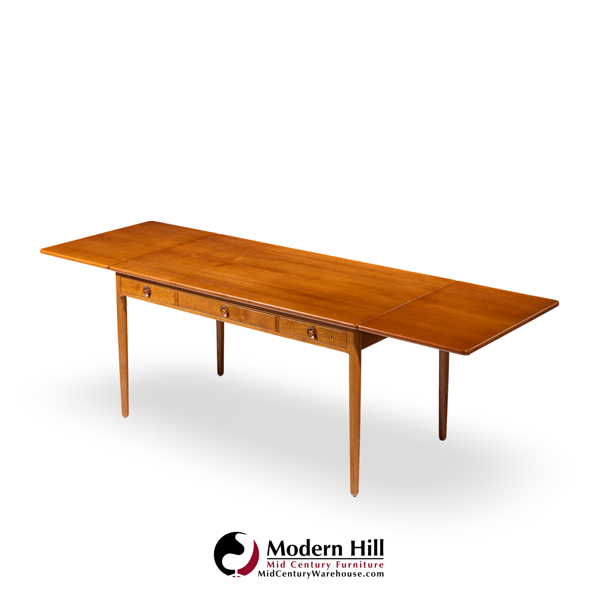 hans wegner for andreas tuck at-305 mid century danish teak drop side desk
