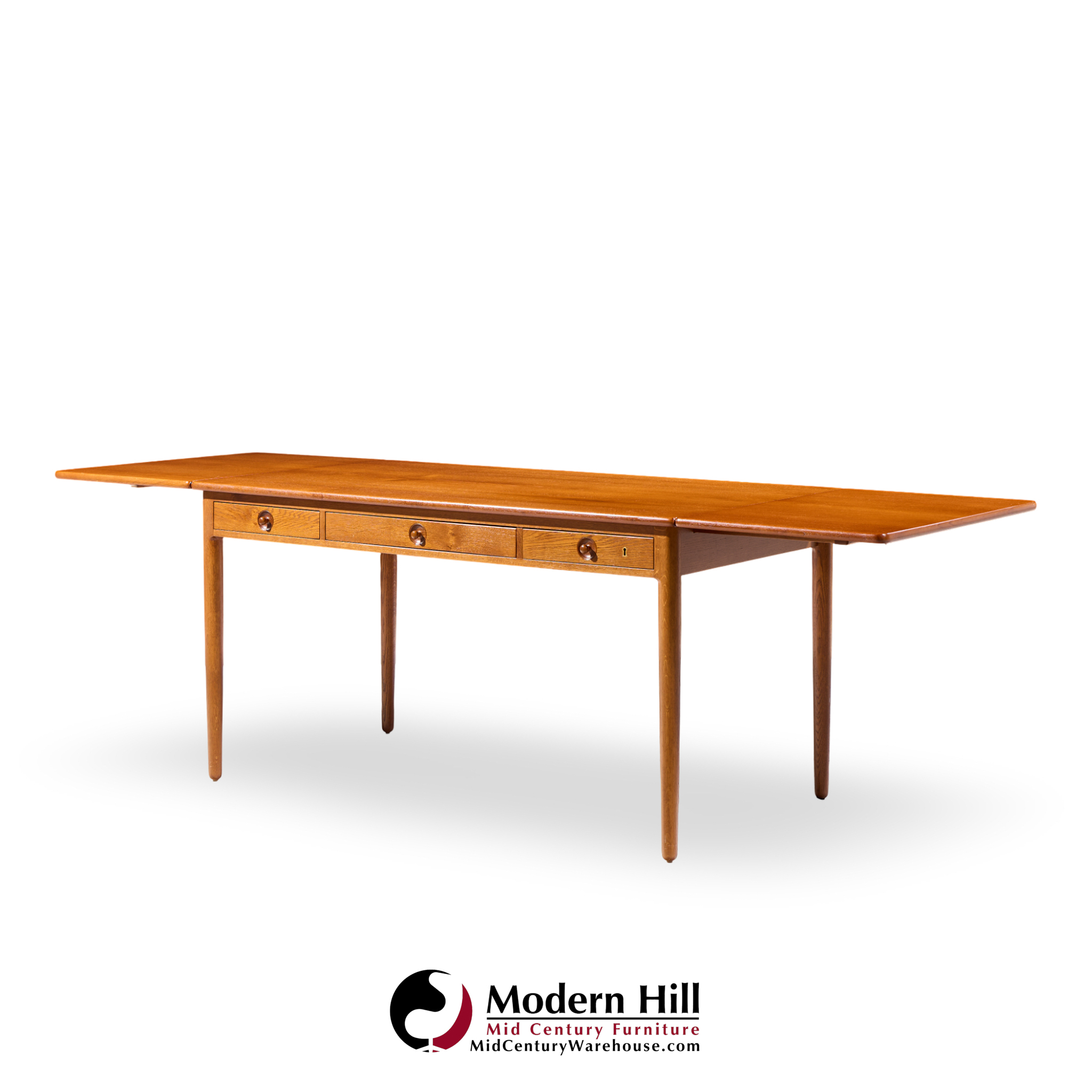 hans wegner for andreas tuck at-305 mid century danish teak drop side desk