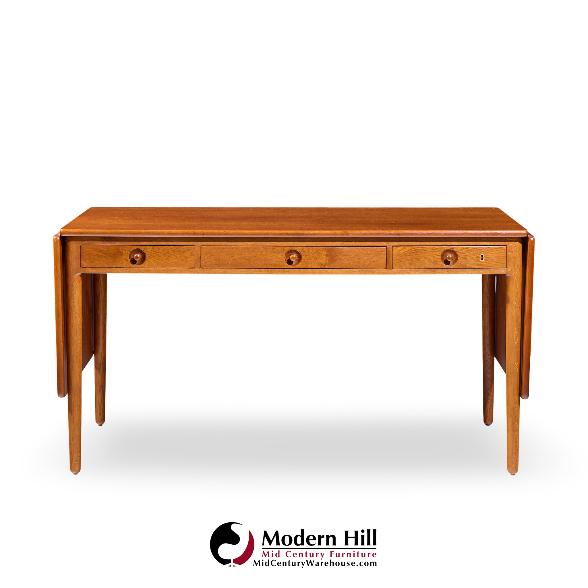 hans wegner for andreas tuck at-305 mid century danish teak drop side desk