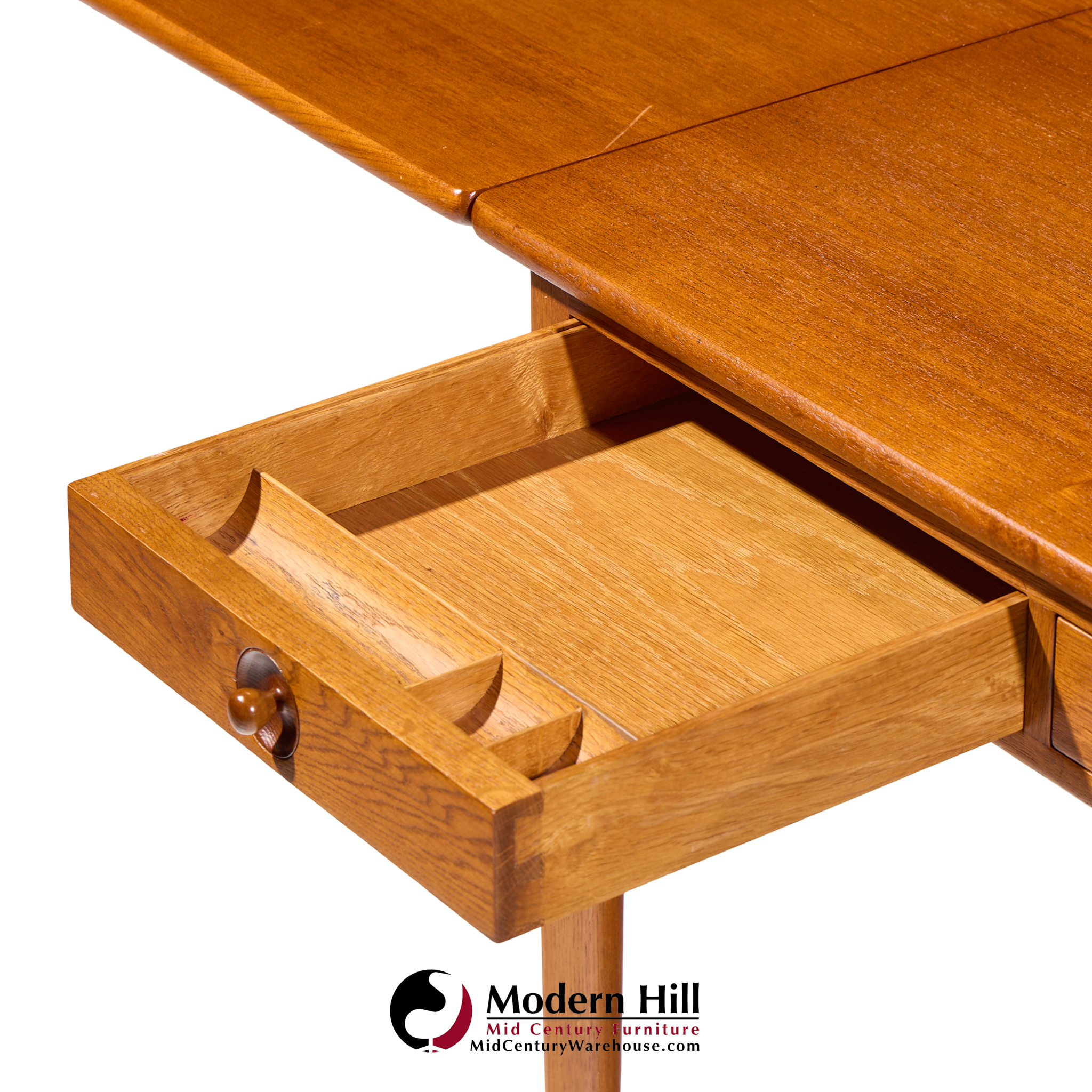 hans wegner for andreas tuck at-305 mid century danish teak drop side desk