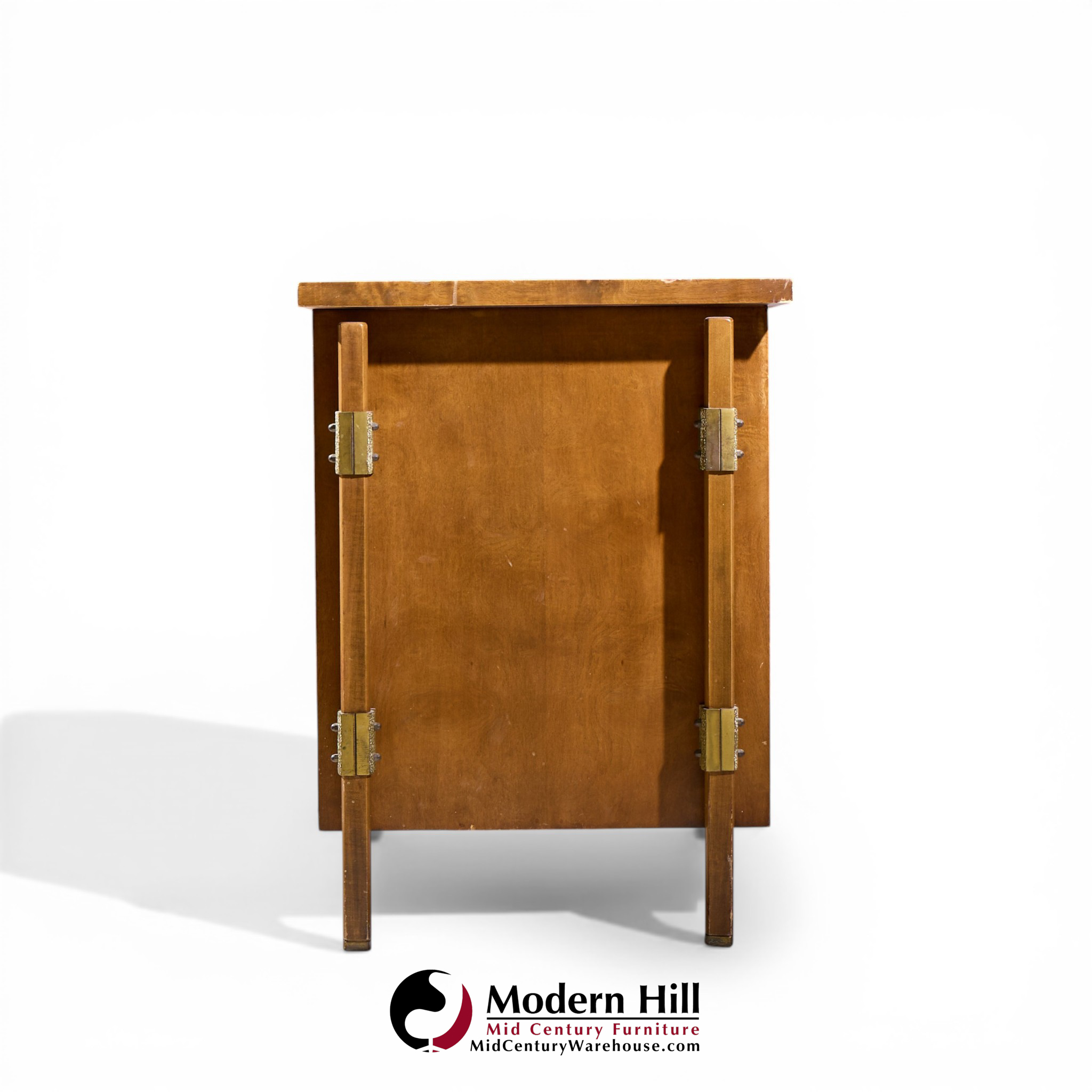 harold schwartz for romweber mid century burlwood and brass credenza and hutch