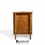 harold schwartz for romweber mid century burlwood and brass credenza and hutch