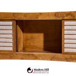 harold schwartz for romweber mid century burlwood and brass credenza and hutch