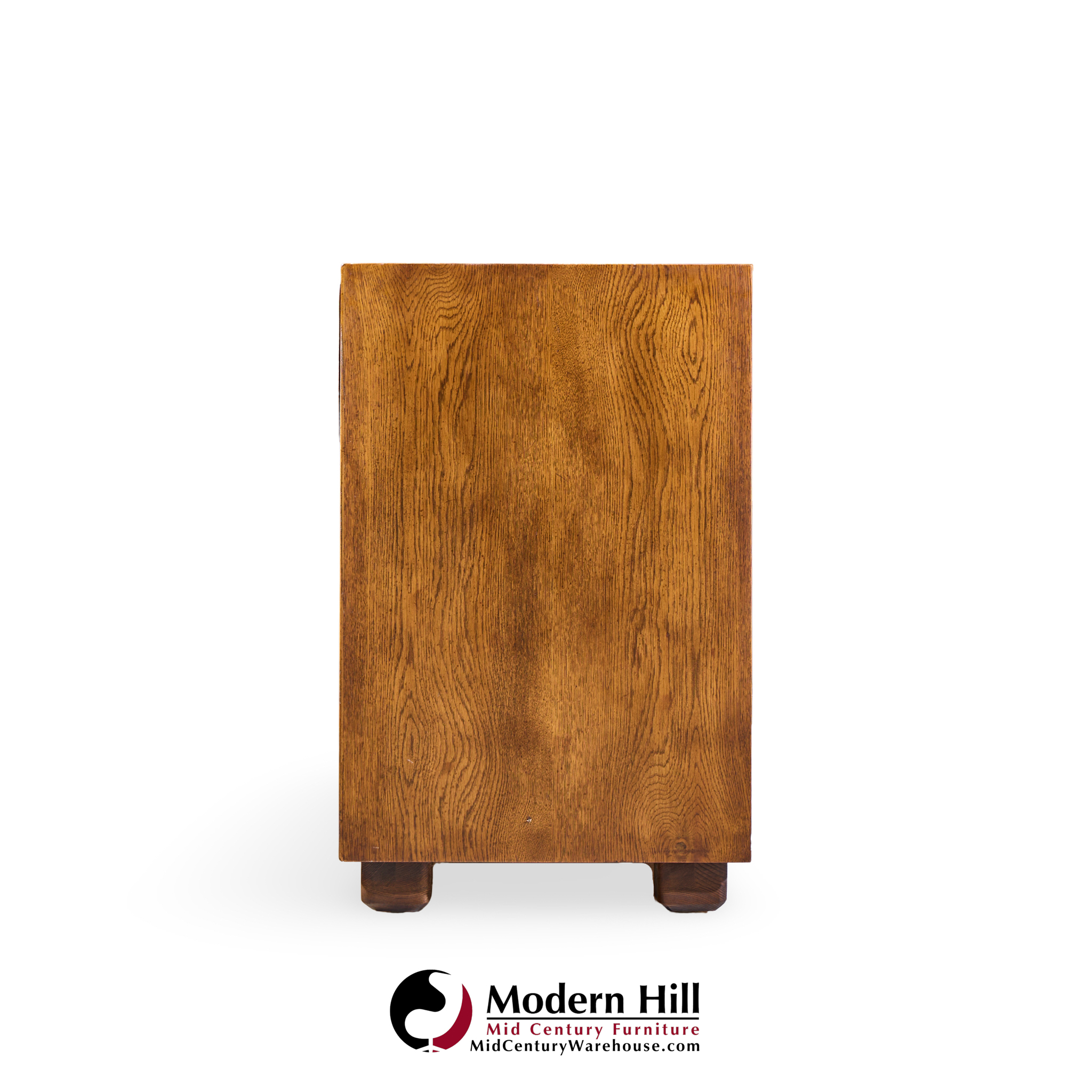 Henredon Campaign Mid Century Oak and Brass Lowboy Dresser