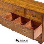 Henredon Campaign Mid Century Oak and Brass Lowboy Dresser