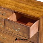 Henredon Campaign Mid Century Oak and Brass Lowboy Dresser