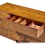 Henredon Campaign Mid Century Oak and Brass Lowboy Dresser