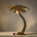 Henri Fernandez Brutalist Grande Palma Brass Palm Tree Sculpture Lamp