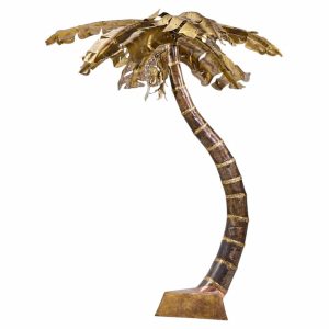 henri fernandez brutalist grande palma brass palm tree sculpture lamp