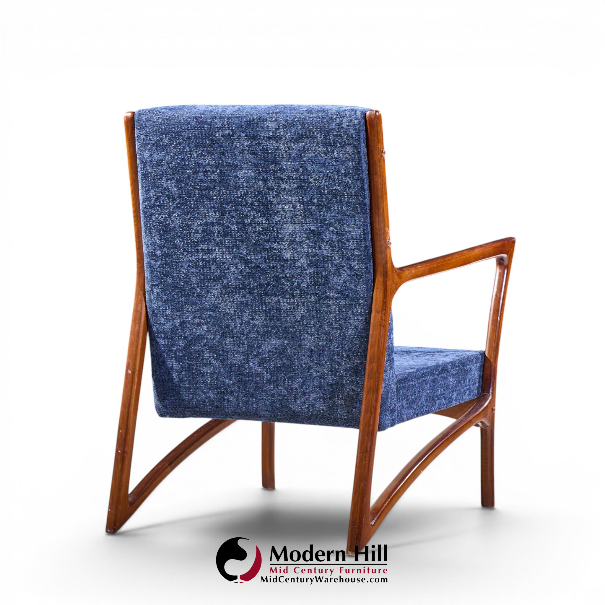 Ico Parisi Style Mid Century Italian Sculpted Mahogany Lounge Chairs - Pair