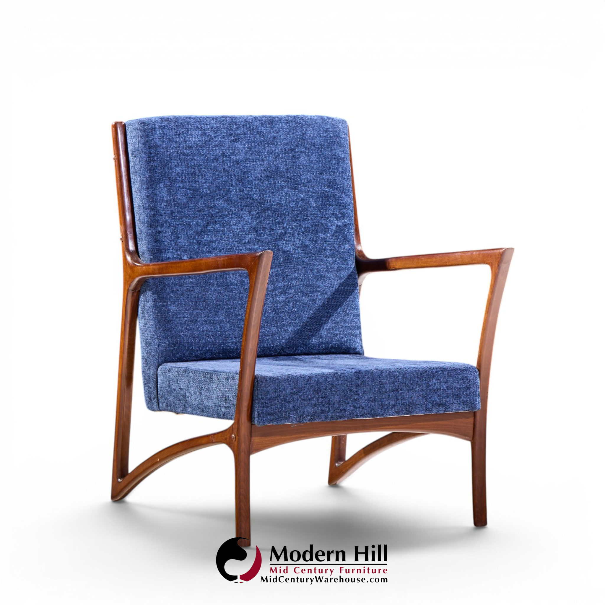 Ico Parisi Style Mid Century Italian Sculpted Mahogany Lounge Chairs - Pair