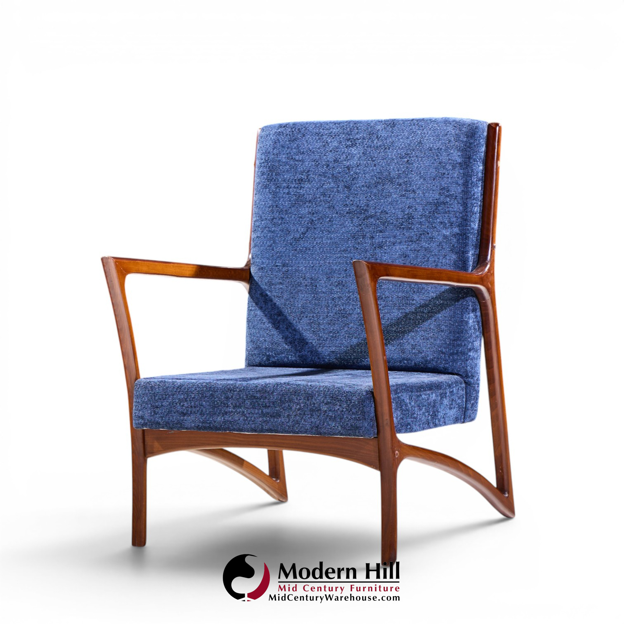 Ico Parisi Style Mid Century Italian Sculpted Mahogany Lounge Chairs - Pair