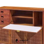 Jack Cartwright for Founders Mid Century Walnut and Cane Bar Cabinet | Mid Century Modern Furniture - Mid Century Furniture Chicago Jack Cartwright for Founders Mid Century Walnut and Cane Bar Cabinet