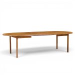 Jack Cartwright for Founders Style Mid Century Oak Expanding Dining Table with 2 Leaves