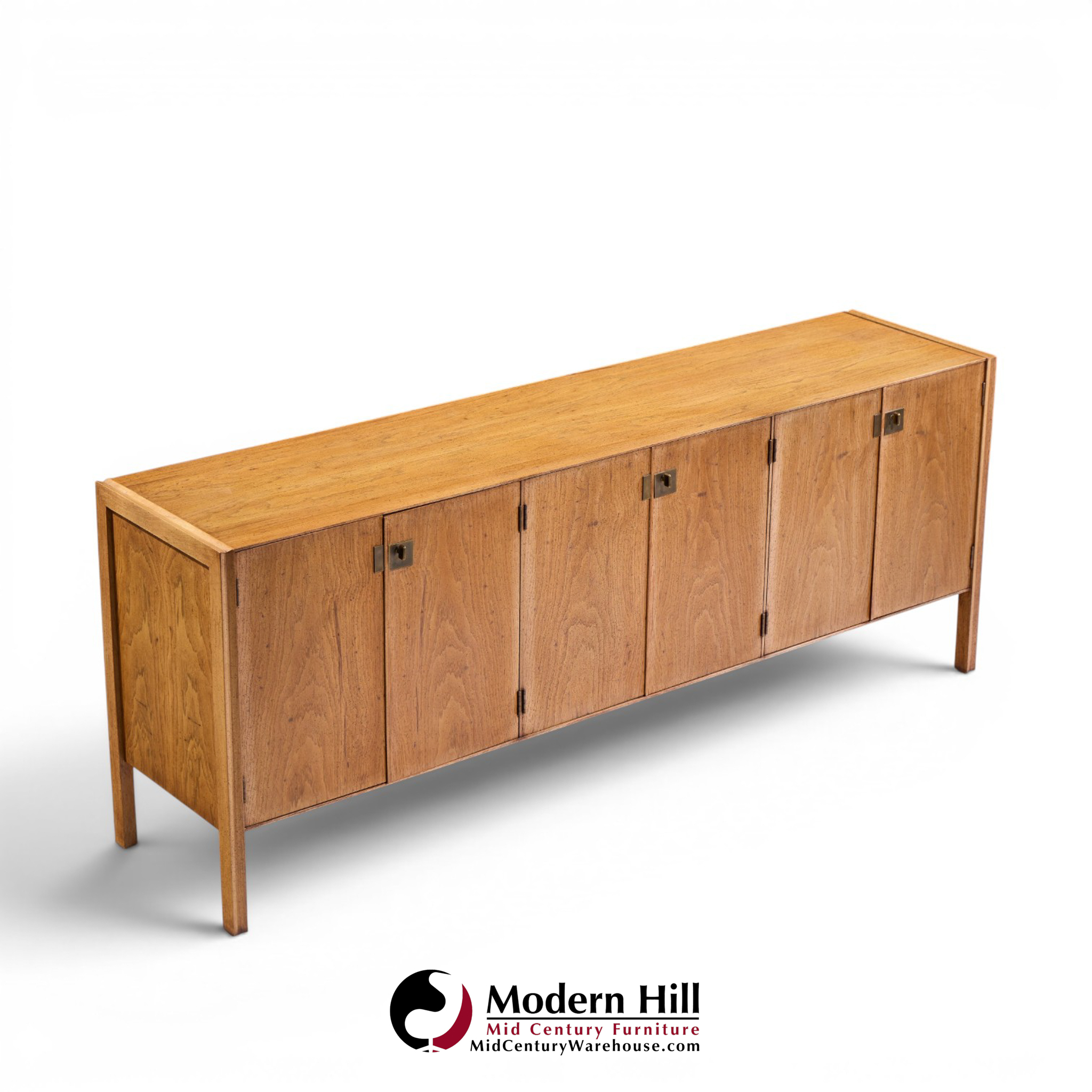 Jack Cartwright for Founders Style Mid Century Oak and Brass Credenza