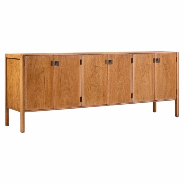 Jack Cartwright for Founders Style Mid Century Oak and Brass Credenza
