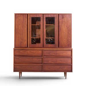 Jack Cartwright for Founders Style Mid Century Walnut Credenza with Hutch