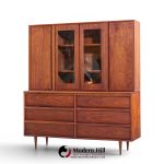 Jack Cartwright for Founders Style Mid Century Walnut Credenza with Hutch