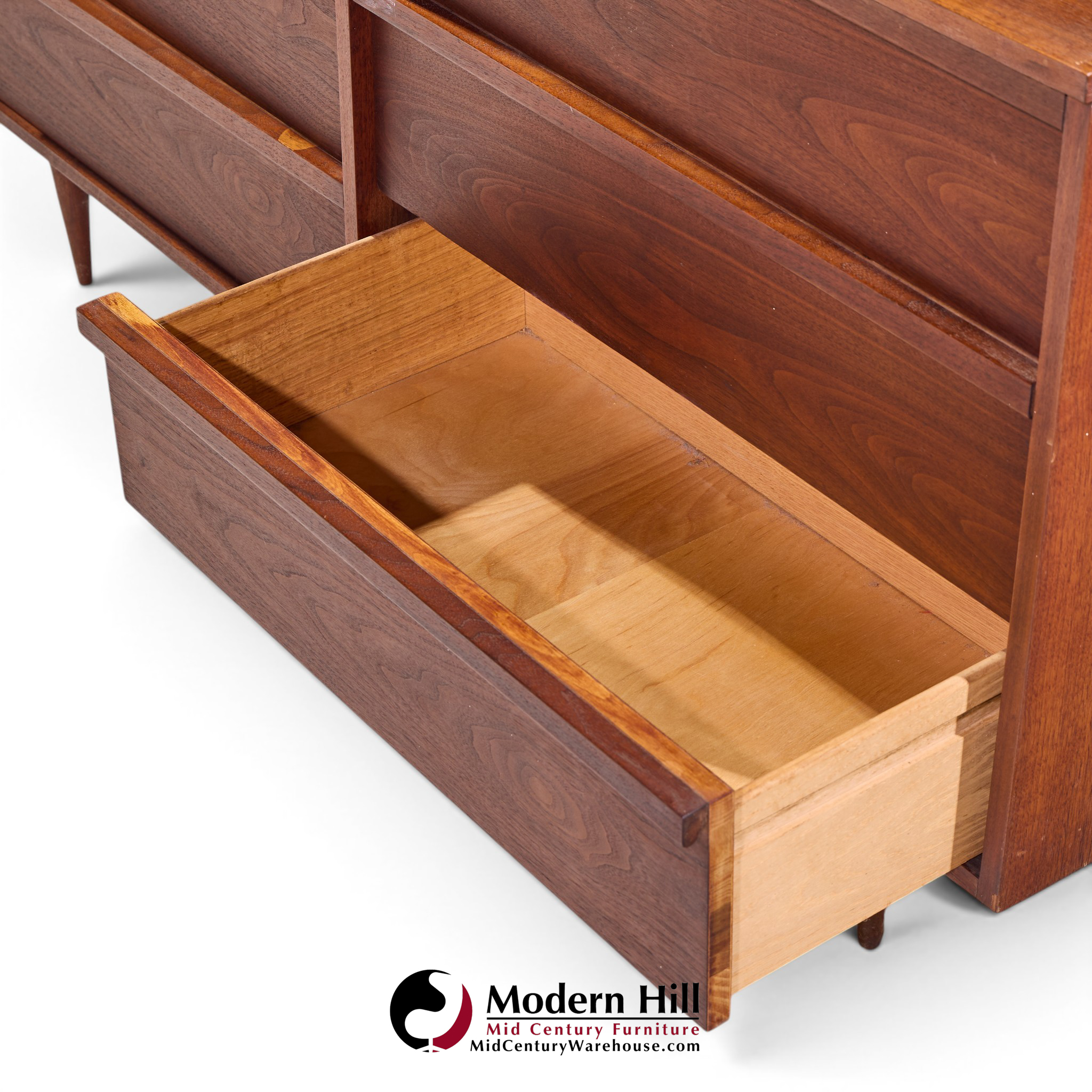 Jack Cartwright for Founders Style Mid Century Walnut Credenza with Hutch