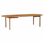 jack cartwright for founders style mid century oak expanding dining table with 2 leaves