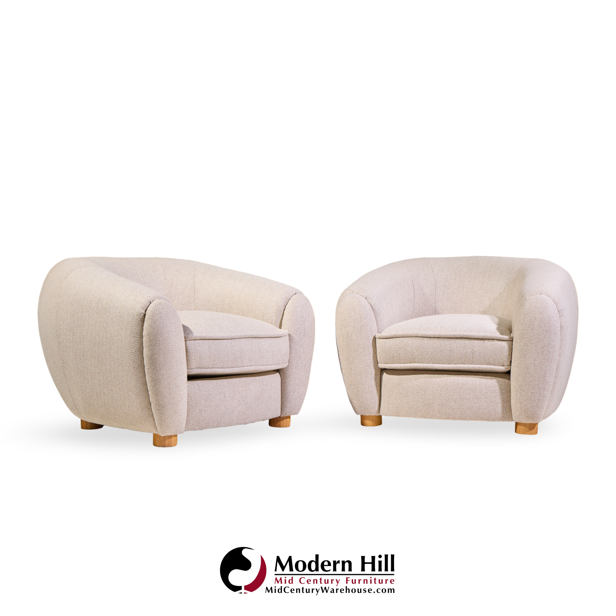 jean royère style mid century polar bear lounge chairs - pair