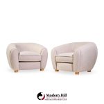 jean royère style mid century polar bear lounge chairs - pair